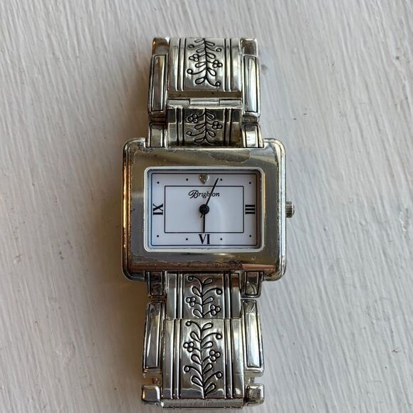 Brighton Dresden silver etched square chunky link watch - Picture 2 of 6